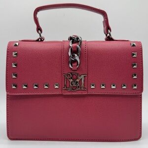 Authentic Badgley Mischka Vegan Leather Elegant Pink Handbag with Studded Detail